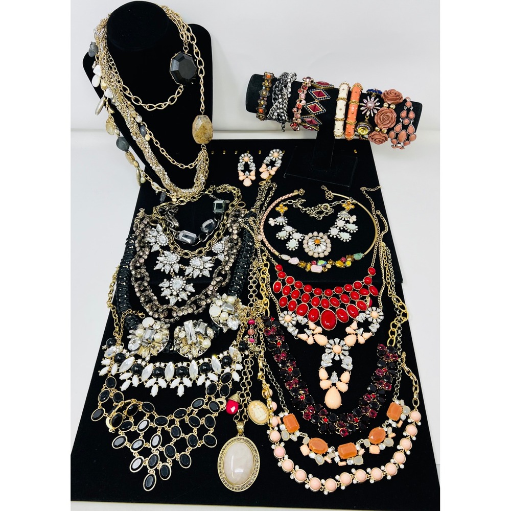 Modern Gold Tone Chunky Designer J.Crew  Express Statement Necklaces Lot Of 25
